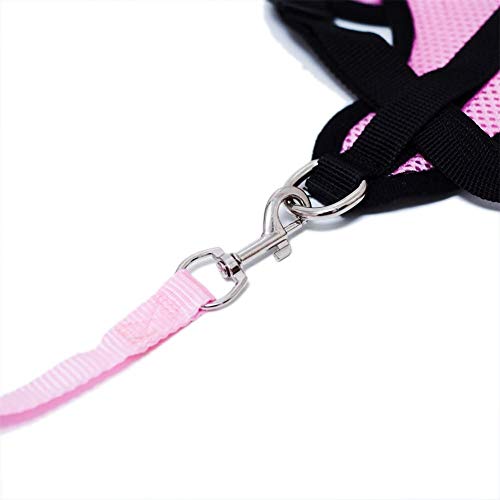 Locisne Tela de malla chaleco para perros Arnés suave ajustable cómodo | El plomo en el pecho del animal doméstico caminar con correa con clip (Rosa, Medio)