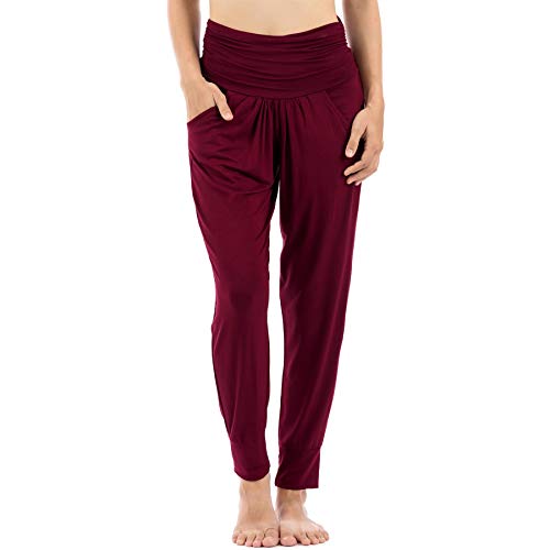 Lofbaz Pantalones de Yoga para Mujer Leggings de Entrenamiento Ropa de Mujer Pantalones Deportivos Ropa Harem Pijamas Rojo Oscuro XL