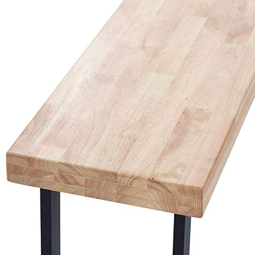 Loft, Banco para Mesa de Comedor, Asiento Auxiliar, Acabado en Roble Salvaje y Negro, Medidas: 120 cm (Ancho) x 34 cm (Fondo) x 47 cm (Alto)