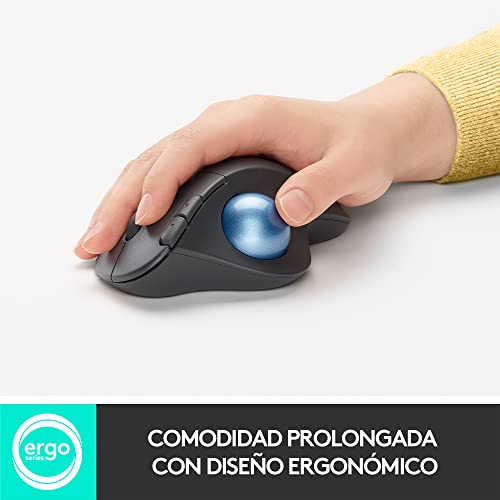 Logitech ERGO M575 Ratón Trackball Inalámbrico, Control sencillo con el pulgar, precisión y seguimiento suave, diseño ergonómico, para Windows, PC y Mac, con Bluetooth y USB, Gris