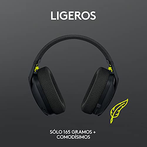 Logitech G435 Auriculares Inalámbricos LIGHTSPEED para Gaming, Ligeros, micrófono integrado, Batería de 18 horas, Compatibles con Dolby Atmos, Bluetooth, PC, PS4, PS5, Móvil, Nintendo Switch - Negro