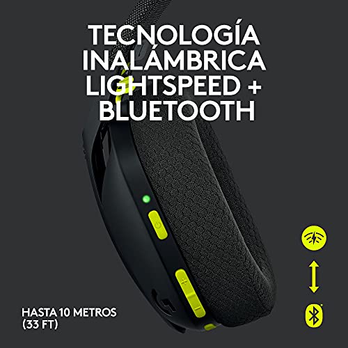 Logitech G435 Auriculares Inalámbricos LIGHTSPEED para Gaming, Ligeros, micrófono integrado, Batería de 18 horas, Compatibles con Dolby Atmos, Bluetooth, PC, PS4, PS5, Móvil, Nintendo Switch - Negro