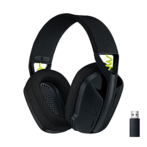 Logitech G435 Auriculares Inalámbricos LIGHTSPEED para Gaming, Ligeros, micrófono integrado, Batería de 18 horas, Compatibles con Dolby Atmos, Bluetooth, PC, PS4, PS5, Móvil, Nintendo Switch - Negro