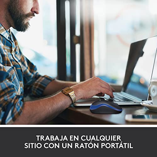 Logitech M185 Ratón Inalámbrico, 2.4GHz con Mini Receptor USB, Batería de 12 Meses, Seguimiento Óptico con Resolución de 1000 dpi, Ambidiestro, Compatible con PC, Mac, Portátil - Azul