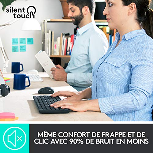 Logitech MK295 Combo de Ratón y Teclado Inalámbricos, Disposición AZERTY Francés, Gris