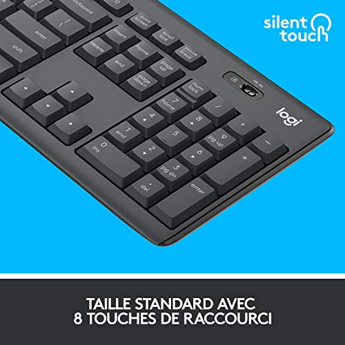 Logitech MK295 Combo de Ratón y Teclado Inalámbricos, Disposición AZERTY Francés, Gris