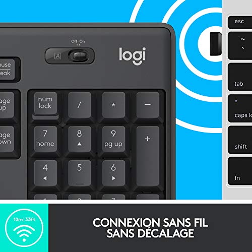 Logitech MK295 Combo de Ratón y Teclado Inalámbricos, Disposición AZERTY Francés, Gris