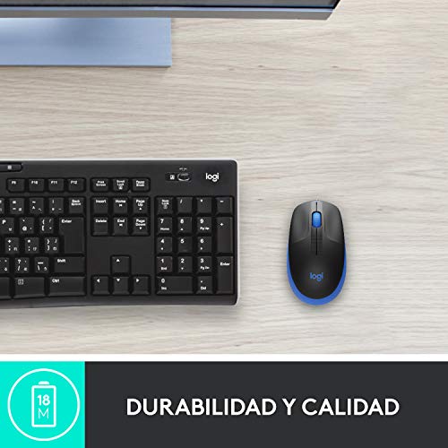 Logitech Ratón Inalámbrico M190, Diseño Curvo Ambidiestro, Batería 18 Meses con Modo Ahorro, Receptor USB, Cursor y Desplazamiento Preciso, Rueda de Desplazamiento Amplio, Gris