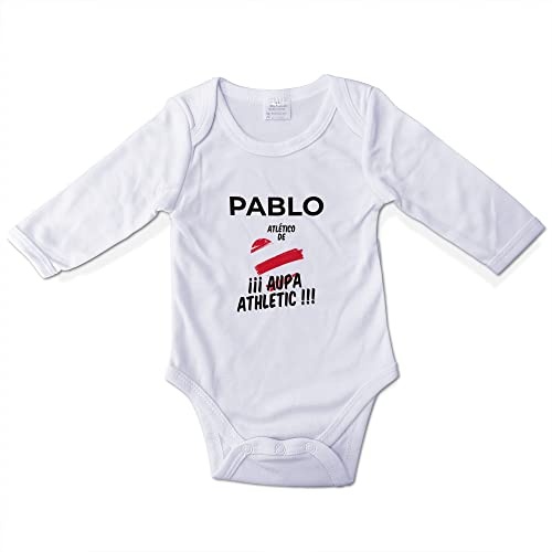 LolaPix Body Athletic. Body Personalizado. Body de tu Equipo de fútbol. Body Personalizado con Nombre. Bebe, niño, niña. Mameluco. Pelele. Manga Larga. Regalos Personalizados. Tallas de 0 a 12 Meses.