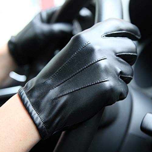 Long Keeper Guantes De Cuero De Piel Hombres Invierno Negro con función de Pantalla táctil para Guantes