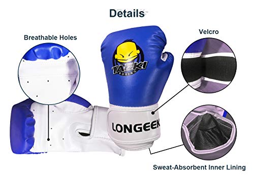 Longeek Guantes de Boxeo para niños 4oz Junior Cartoon Sparring Punchbag, Guantes de Entrenamiento de Boxeo, Guantes de Lucha de Boxeo para niños de 3 a 10 años