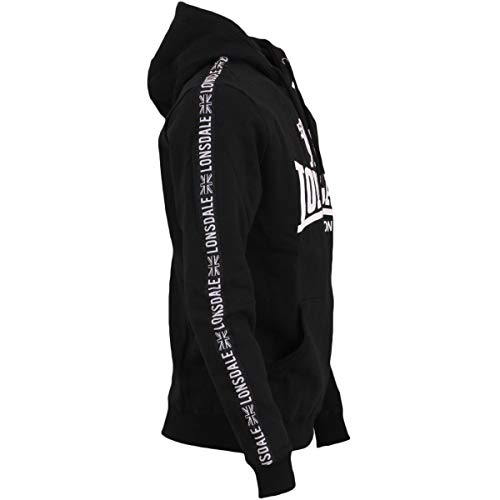 Lonsdale Sleeve Sudadera con Capucha, Black, Large para Hombre