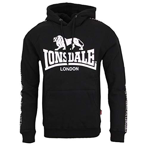 Lonsdale Sleeve Sudadera con Capucha, Black, Large para Hombre