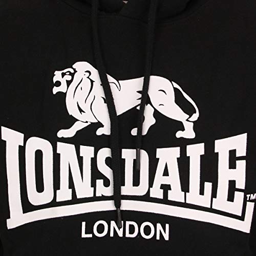 Lonsdale Sleeve Sudadera con Capucha, Black, Large para Hombre