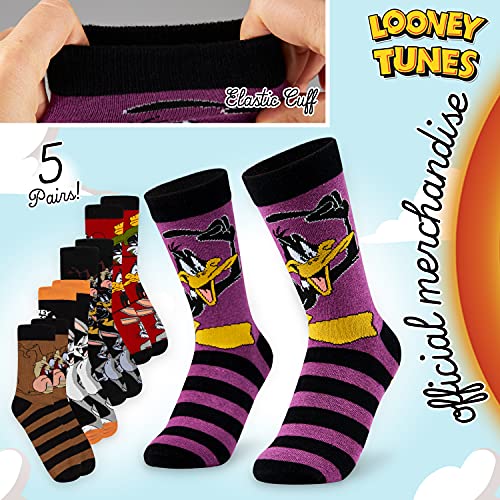 LOONEY TUNES Calcetines Hombre Divertidos, Pack de 5 Calcetines Altos Talla 39-44, Regalos Originales para Hombre