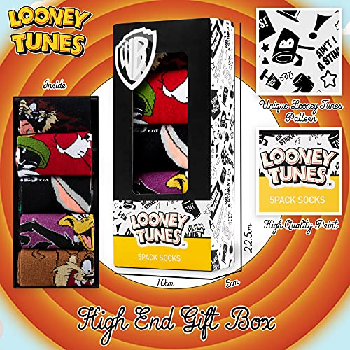 LOONEY TUNES Calcetines Hombre Divertidos, Pack de 5 Calcetines Altos Talla 39-44, Regalos Originales para Hombre