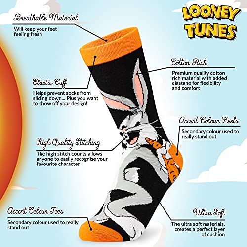 LOONEY TUNES Calcetines Hombre Divertidos, Pack de 5 Calcetines Altos Talla 39-44, Regalos Originales para Hombre