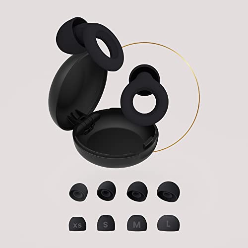 Loop Quiet - Tapones Oídos para dormir – Protección Auditiva de Silicona Suave Reutilizables + 8 Puntas para los Oidos en XS/S/M/L - Reducción Sonido 27dB - Antiruido, Estudiar - Negro