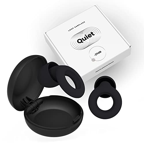 Loop Quiet - Tapones Oídos para dormir – Protección Auditiva de Silicona Suave Reutilizables + 8 Puntas para los Oidos en XS/S/M/L - Reducción Sonido 27dB - Antiruido, Estudiar - Negro