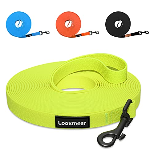 Looxmeer Correa de Adiestramiento Amarillo para Perros 5m, Correa Perro Larga, Cuerda para Perros Manos Libres, Correa Resistente Fuerte para Camping Paseo