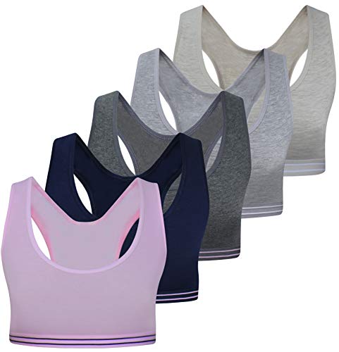 LOREZA 5 Top Interior para niña - Sujetador Deportivo Infantil - Modelo 1 - Pack de 5-12-13 años