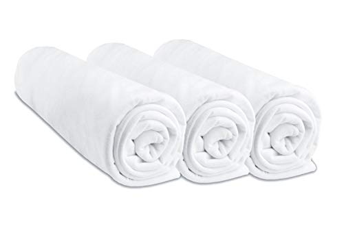 Lot de 3 Draps housse Coton pour lit Bébé 60x120 - 8 coloris disponibles (Blanc)