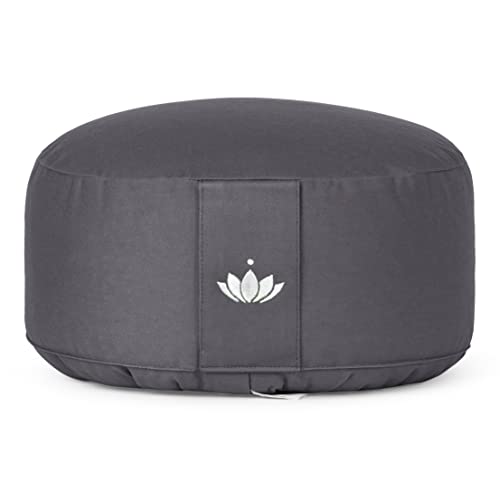 Lotuscrafts Cojin Meditacion Yoga Lotus - Altura 15 cm - Relleno de Espelta - Cubierta en Algodon Lavable- Zafu Meditación - Cojin Suelo Redondo - Cojin Yoga - Meditation Cushion - Certificado Gots