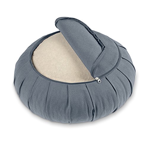 Lotuscrafts Cojin Zafu Meditación Yoga Zen - Altura 15 cm - Relleno de Espelta - Cubierta en Algodon Lavable- Cojin Yoga Zafu - Cojin Suelo Redondo - Meditation Cushion - Certificado Gots