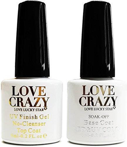 LoveCrazy® Base Coat y Top Coat, Esmaltes Semipermanentes para Uñas, 2pcs Kit de Manicura y Pedicura