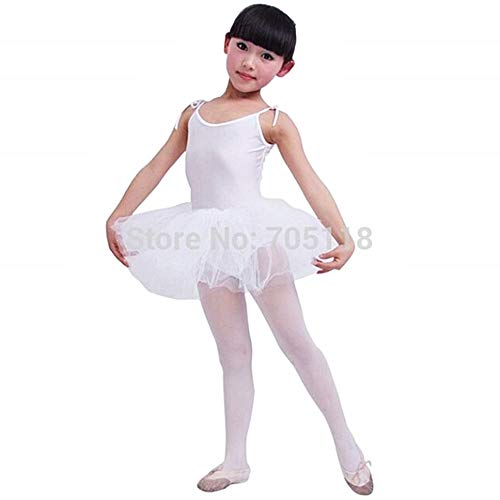 LoveLegis Tutú de Ballet clásico para niña - Blanco - Bailarina de Cuerpo para niña - Ballet - Tirantes Ajustables - Falda - 3 Hilos de Tul - Talla 150 - Idea de Regalo para cumpleaños