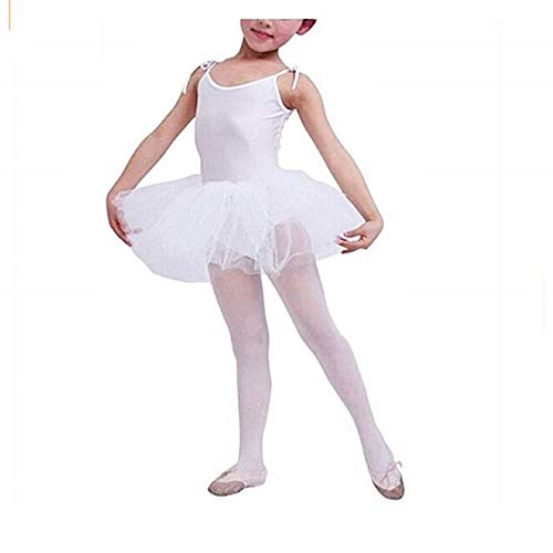 LoveLegis Tutú de Ballet clásico para niña - Blanco - Bailarina de Cuerpo para niña - Ballet - Tirantes Ajustables - Falda - 3 Hilos de Tul - Talla 150 - Idea de Regalo para cumpleaños