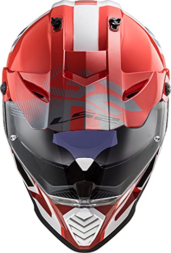 LS2 Pioneer EVO Evolve Casco de Moto, Hombre, Rojo y Blanco, Medium