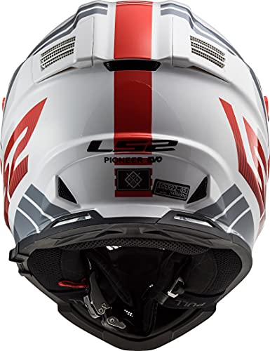 LS2 Pioneer EVO Evolve Casco de Moto, Hombre, Rojo y Blanco, Medium