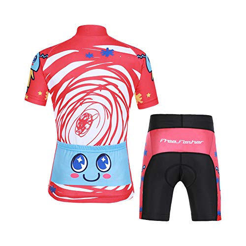 LSHEL Niños Niñas Secado Rápido Maillot de Ciclismo Conjunto de Jersey Manga Corta + Pantalones Cortos Transpirable Ciclismos Traje, Maquinaria para Mascotas, 11-12años/EU: XL(Etiqueta: XXL)