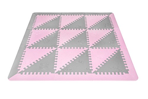 LuBabymats - Alfombra puzzle infantil para bebés de Foam (EVA), suelo extra acolchado para niños, color rosa y gris