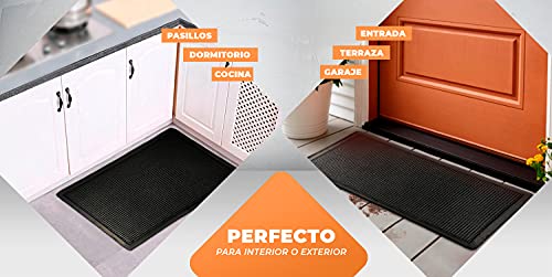 LucaHome – Felpudo Goma Picos Entrada casa para Exterior o Interior, Felpudo con púas Rectangular Antideslizante con Picos para facilitar la Limpieza del Calzado, Felpudo de Color Negro (30 x 55 cm)