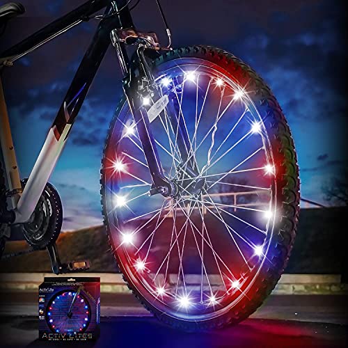 Luces de Bicicleta Activ Life (1 Rueda, patrióticas), Regalos de Fitness para Hombres Que Tienen Todo lo Mejor, Hijo, Hija, Ideas geniales de Regalos para Mujeres