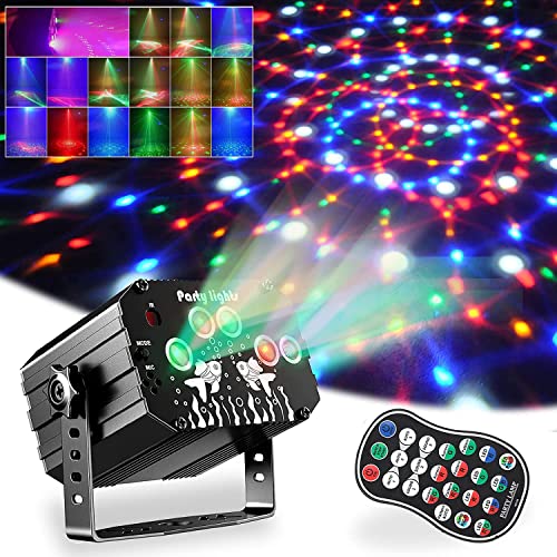 Luces de discoteca, luces de fiesta, luces LED RGB activadas por sonido para DJ, mini luz estroboscópica con control remoto para niños, cumpleaños, fiestas de karaoke, boda[Clase energética A+++]