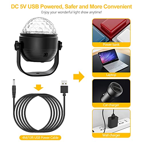 Luces Discoteca, Gritin Activadas por Sonido Bola Discoteca de Luces de Fiesta -15 Colores RGBP Cambio con Control Remoto, con 4M USB Cable Ideal para Cumpleaño, Discoteca, Fiesta