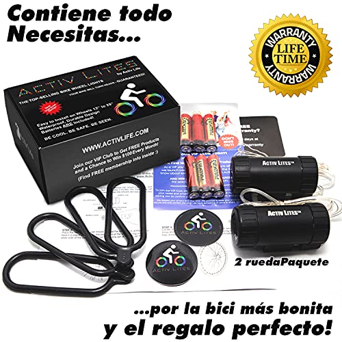 Luces LED Active Life para bicis (Set de 2 Rojo, Blanco y Azul). Regalo Fitness, Deportivo Ideal para Nietos, sobrinos. Idea Popular, Original y Divertida del 2020 para Alguien Que lo Tiene Todo.