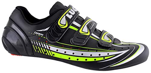 LUCK Zapatilla de Ciclismo Mega, para Carretera, con Suela de Carbono y Triple Tira de Velcro. (38 EU)