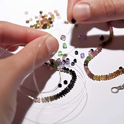 LuLiyLdJ 4 bobinas 0,4 mm 0,6 mm 0,8 mm 1 mm hilo elástico para joyería hilo de goma perla pulsera para joyería artesanal hilo transparente (0,4-1 mm)