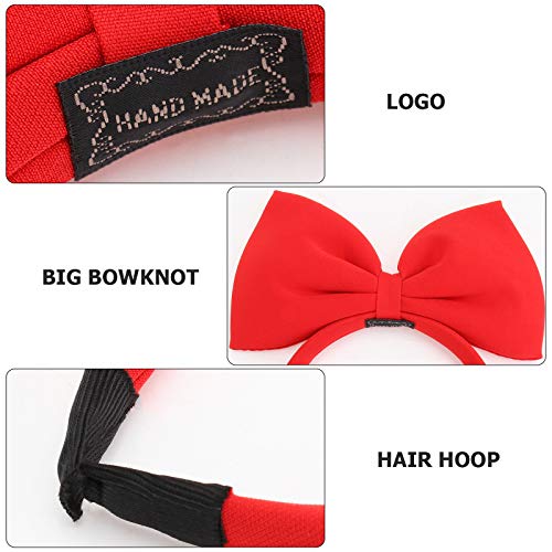 Lurrose Bowknot para niñas Diademas para el pelo de navidad Arco grande para el cabello Banda Fiesta Gorros (rojo)