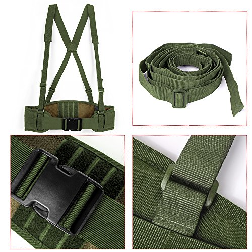 LUUFAN Cinturón táctico Mille Cinturón Resistente de Trabajo Pesado Ajustable con Correa Libre para Actividades al Aire Libre (Army Green)