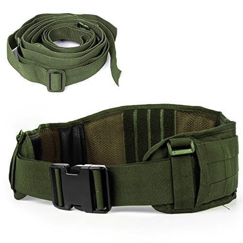 LUUFAN Cinturón táctico Mille Cinturón Resistente de Trabajo Pesado Ajustable con Correa Libre para Actividades al Aire Libre (Army Green)