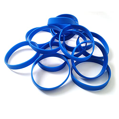 LVNRIDS 50 pcs Pulseras elásticas de Silicona, Pulseras de Goma Personalizables para Fiestas Deportivas Escolares Azul