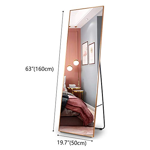 LVSOMT Espejo de Cuerpo Entero de 160 × 50 cm, Espejo de Cuerpo de pie, Espejo de Pared, Espejo de Maquillaje Grande, Espejo de Pared Inclinado, Espejo Grande para Dormitorio, Sala de Estar,Vestuario