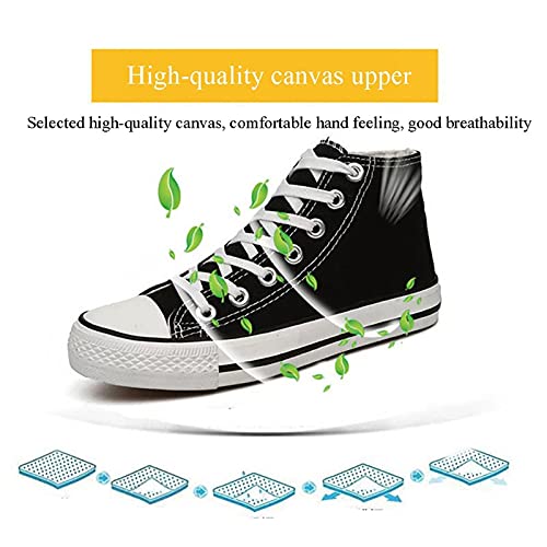 LXYA Zapatos de Lona de Lona de Color Negro o Blanco, Mujeres Hombres Moda Logo Encaje-ups Zapatillas for Caminar Casual, diseño de Estilo Hip-Hop Zapatillas Ligeras Zapatillas de Moda Bombas de Moda