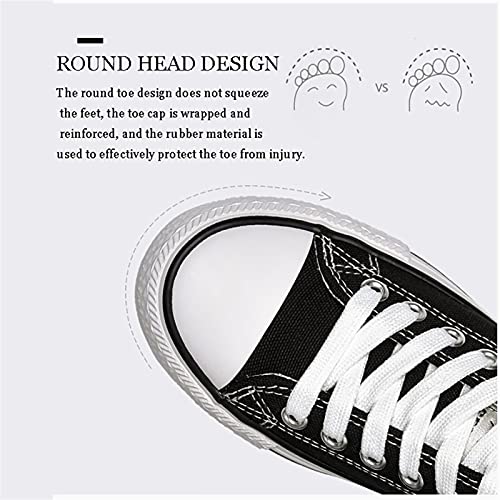 LXYA Zapatos de Lona de Lona de Color Negro o Blanco, Mujeres Hombres Moda Logo Encaje-ups Zapatillas for Caminar Casual, diseño de Estilo Hip-Hop Zapatillas Ligeras Zapatillas de Moda Bombas de Moda