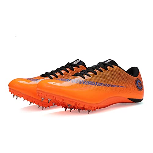 LZQpearl Zapatillas De Atletismo, Zapatillas Unisex para Correr Profesionales, Zapatillas Deportivas con Clavos De 8 Clavos para Hombres Y Mujeres, Zapatillas Cómodas para Sprint, Running (43,Orange)